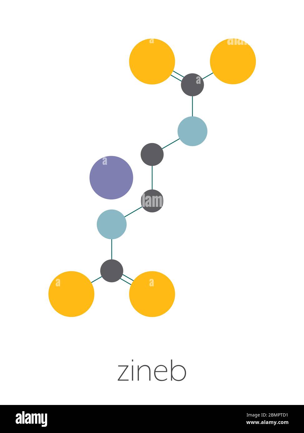 Zineb zinc organosulfur fungicide molecule. Stylized skeletal formula
