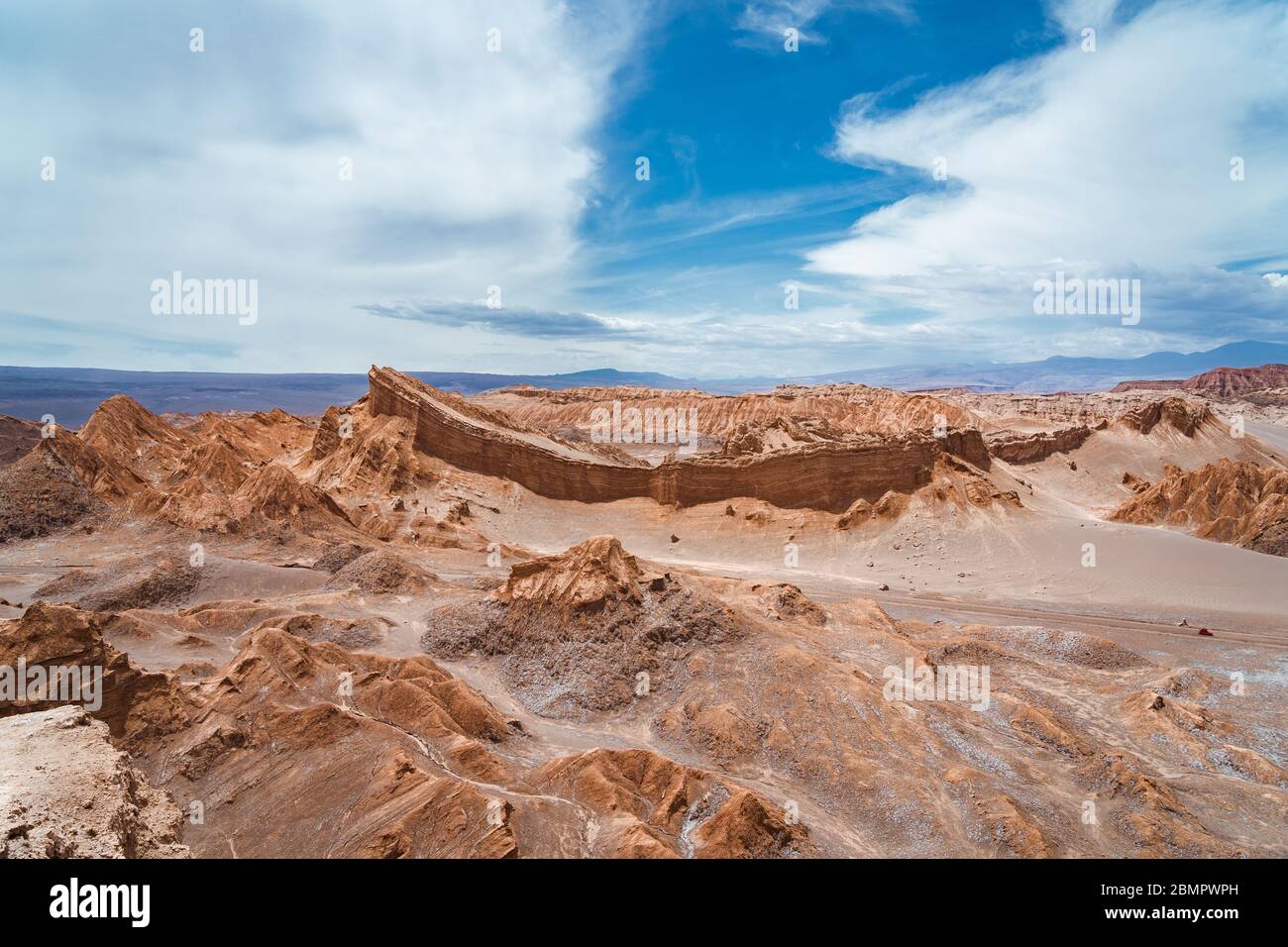 Valley of the Moon (Spanish: Valle de La Luna ) in the Atacama Desert, Chile, South America. Stock Photo