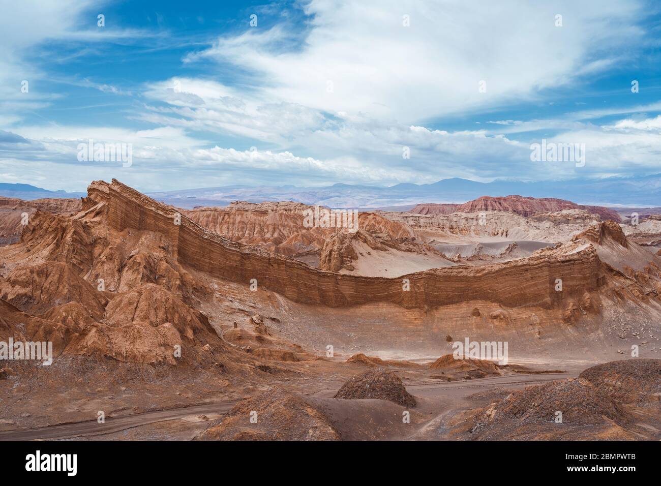 Valley of the Moon (Spanish: Valle de La Luna ) in the Atacama Desert, northern Chile, South America. Stock Photo