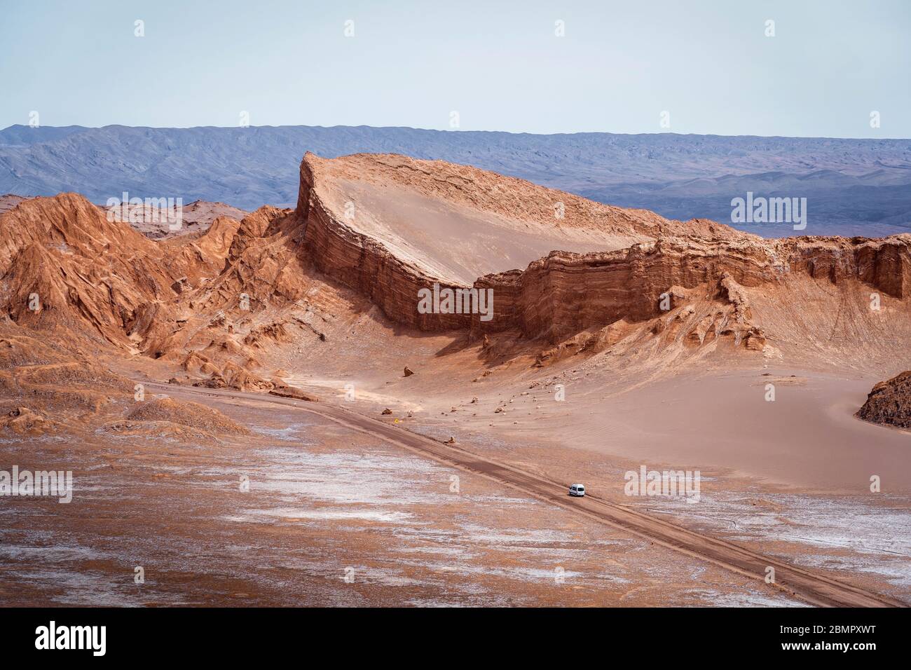 Moon Valley (Spanish: Valle de La Luna ) in the Atacama Desert, Chile, South America. Stock Photo