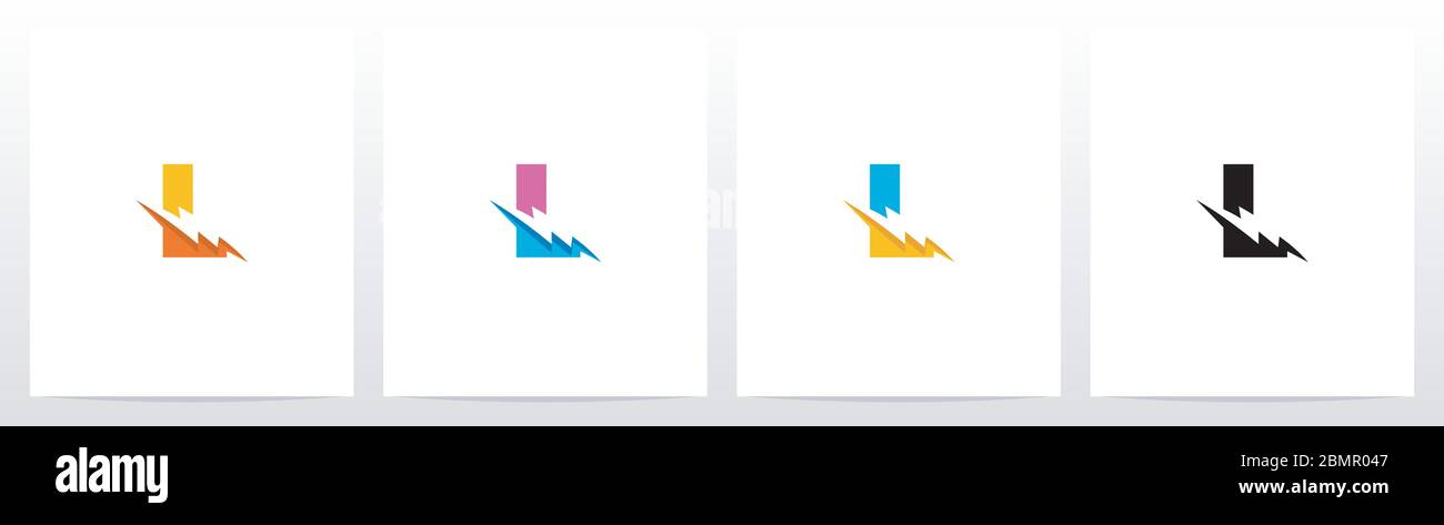 Thunder Electric On Letter Logo Design L Stock Vector