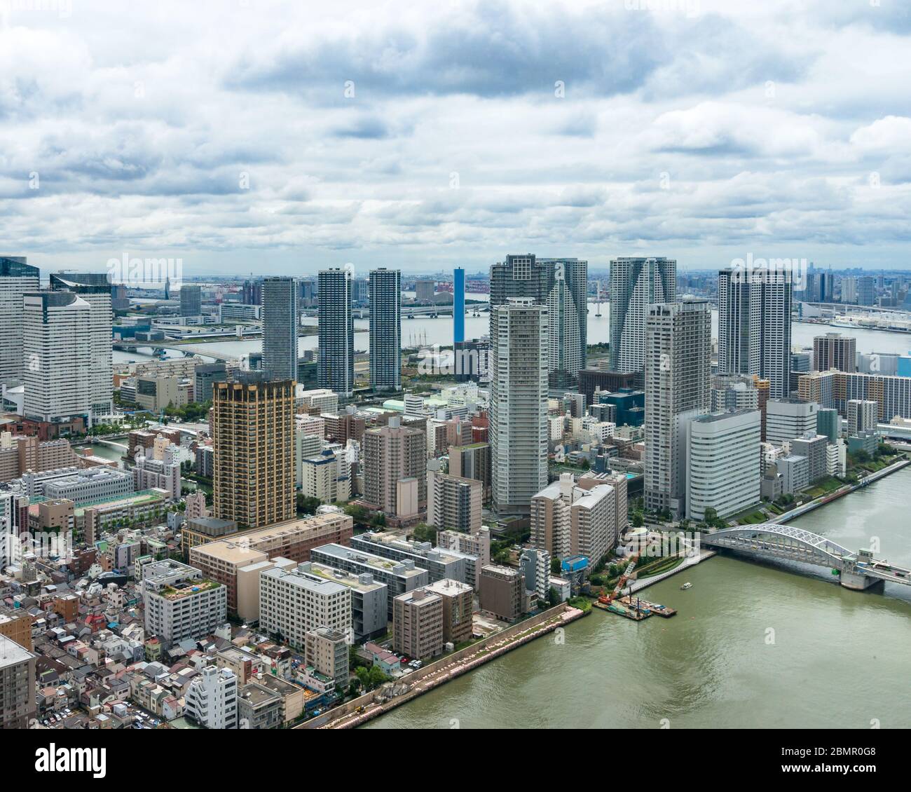 Tokyo aerial cityscape with highrise buildings and river. urban drone view cityscape Stock Photo - Alamy