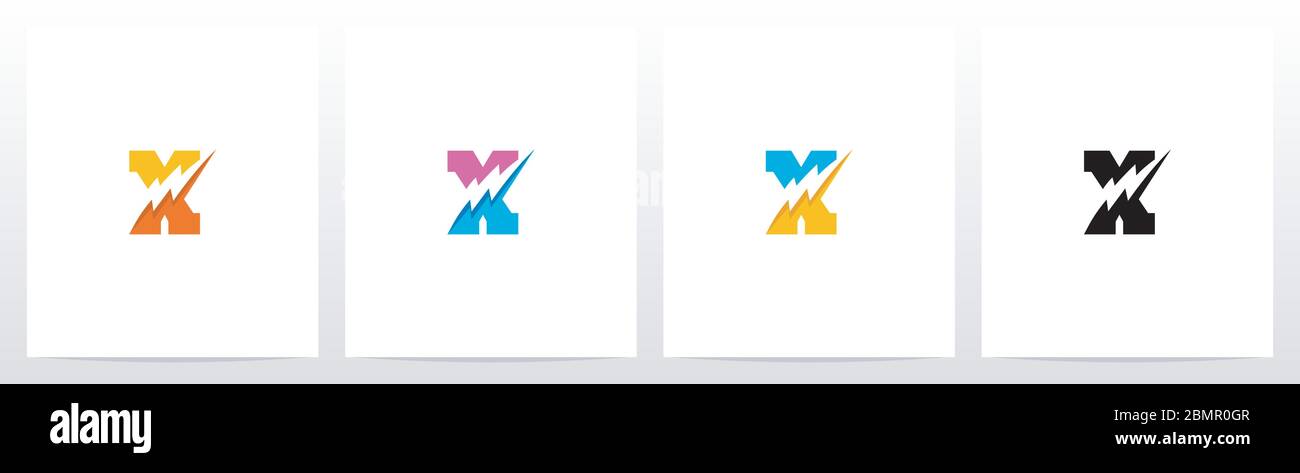 Thunder Electric On Letter Logo Design X Stock Vector