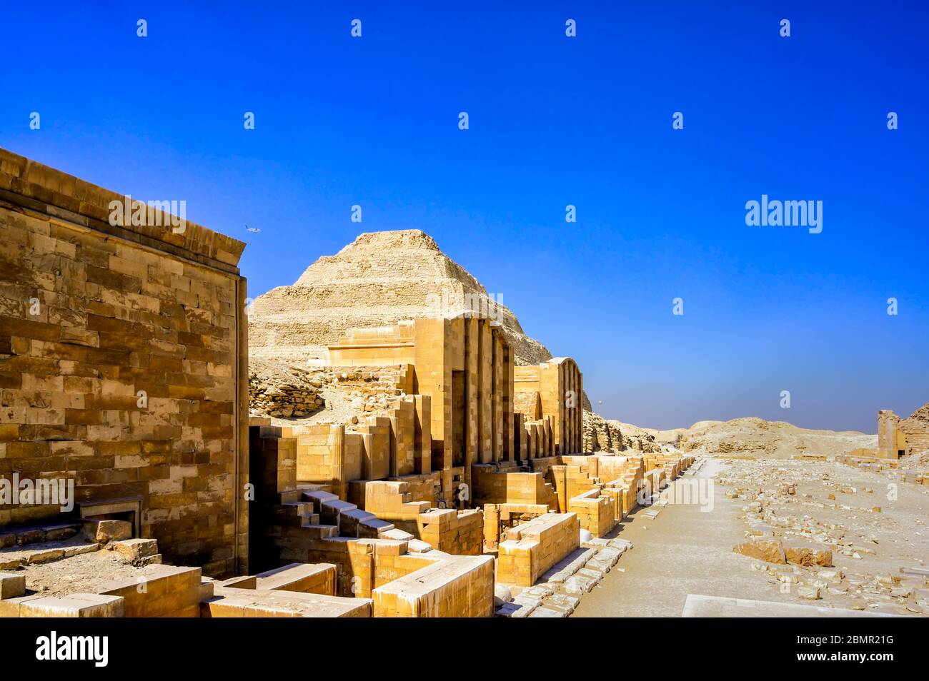 Funerary complex of Djoser and Step Pyramid located in the Saqqara Necropolis Stock Photo