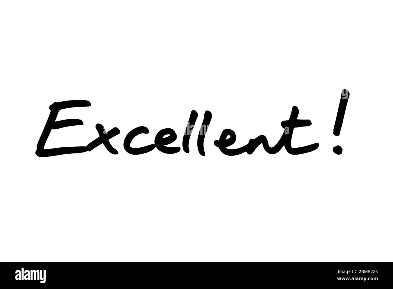 Excellent! handwritten on a white background Stock Photo - Alamy