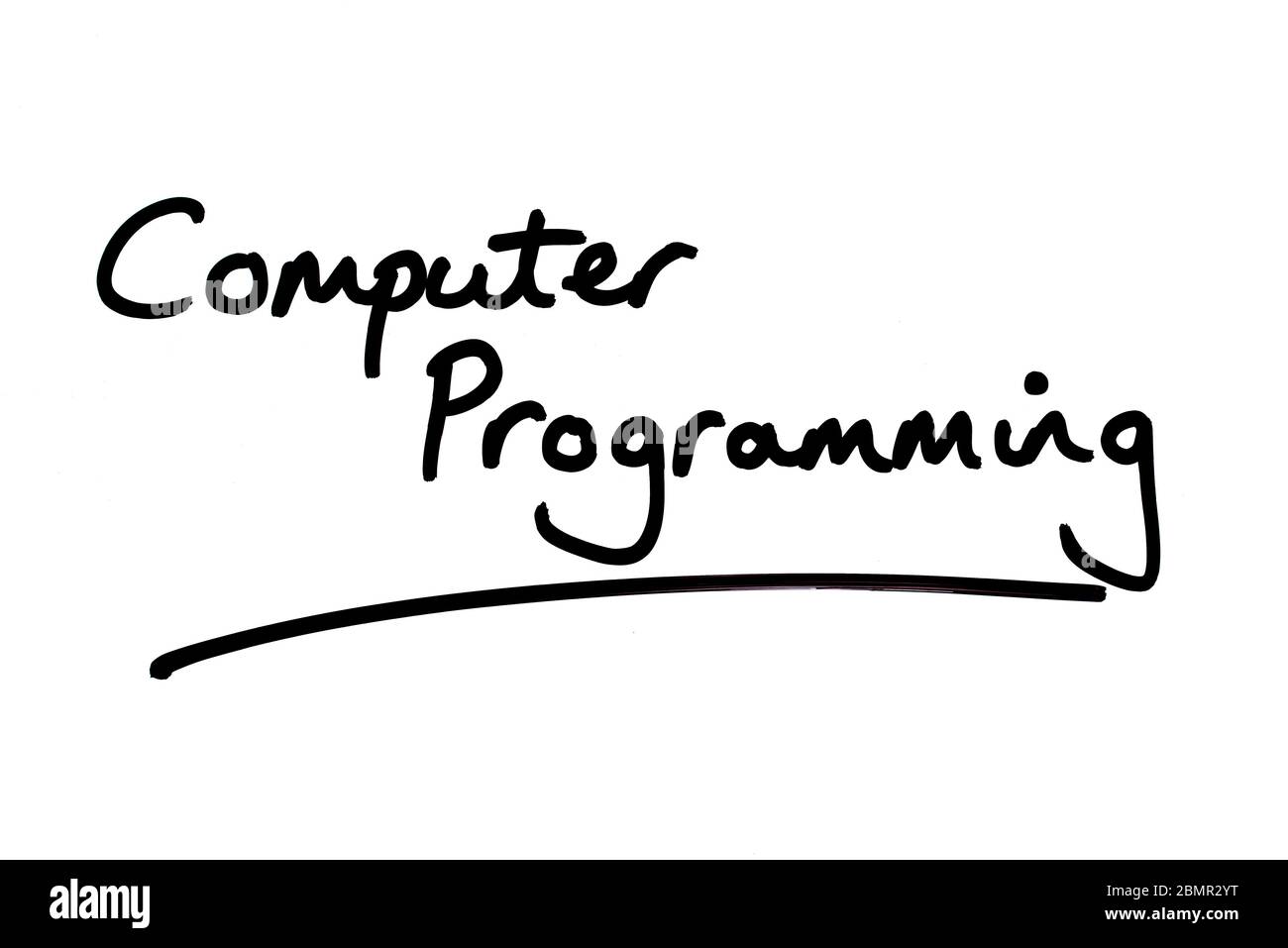 Computer Programming handwritten on a white background. Stock Photo