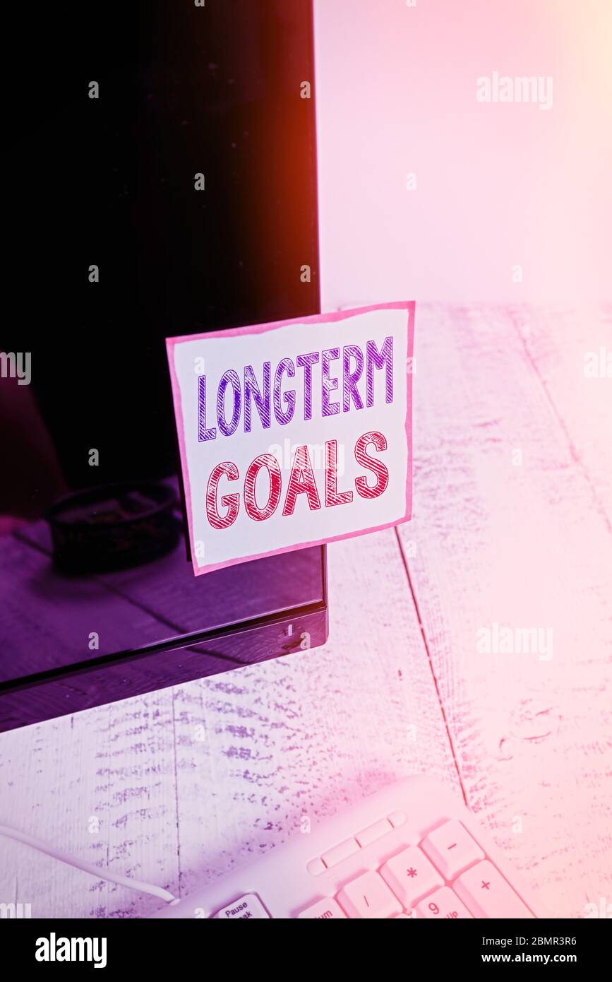 Text sign showing Longterm Goals. Business photo showcasing Strategic ...