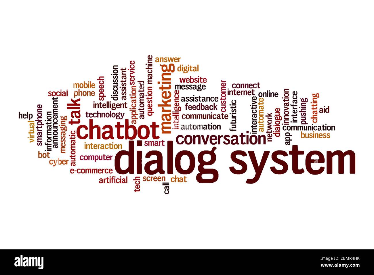 Dialog system word cloud concept on white background Stock Photo Alamy