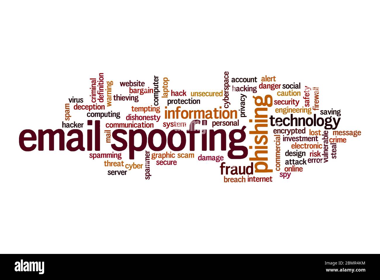 Email spoofing word cloud concept on white background Stock Photo