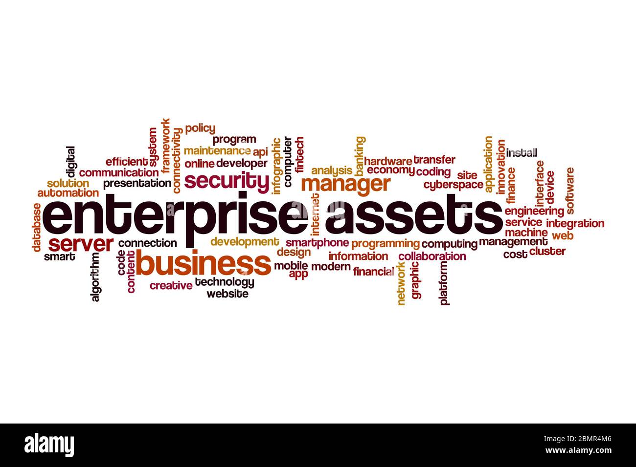 Enterprise assets word cloud concept on white background Stock Photo
