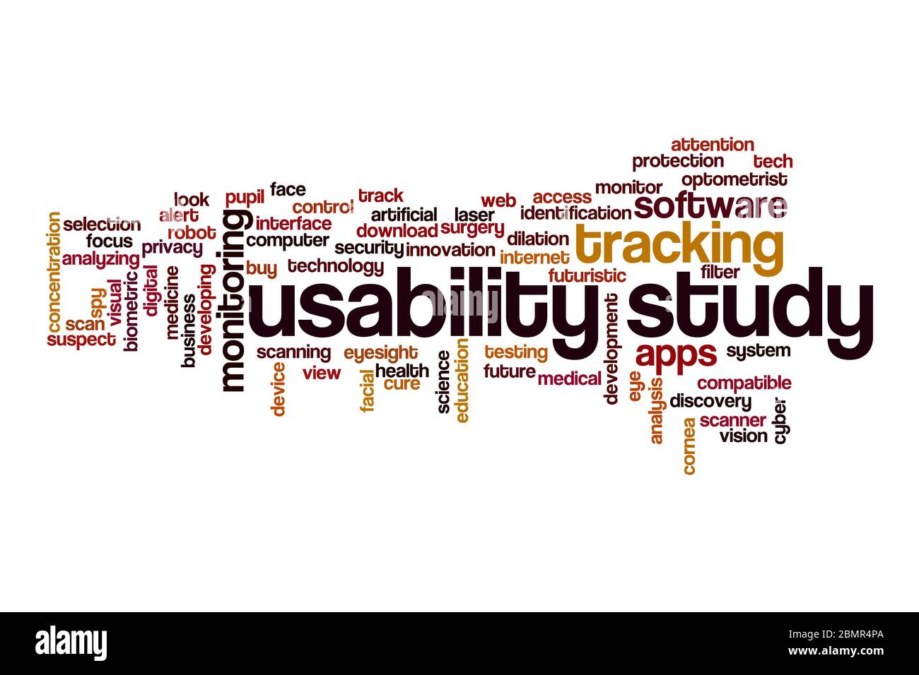 Usability study word cloud concept on white background Stock Photo