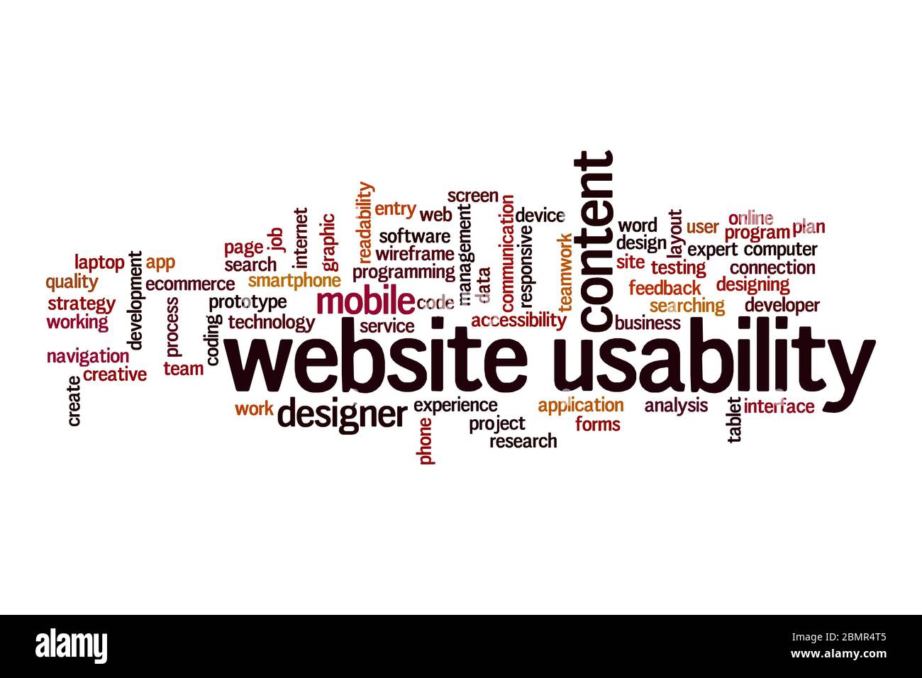 Website usability word cloud concept on white background Stock Photo
