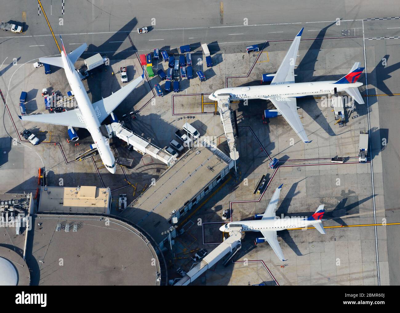 Delta Airlines terminal at Los Angeles International Airport Terminal 2, a focus city for Delta with flight connections. Airplanes of Delta. Stock Photo