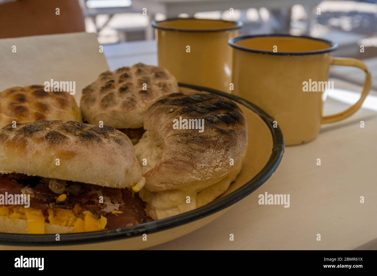 Pile of roosterkoek grill cakes. Traditional South African BBQ food