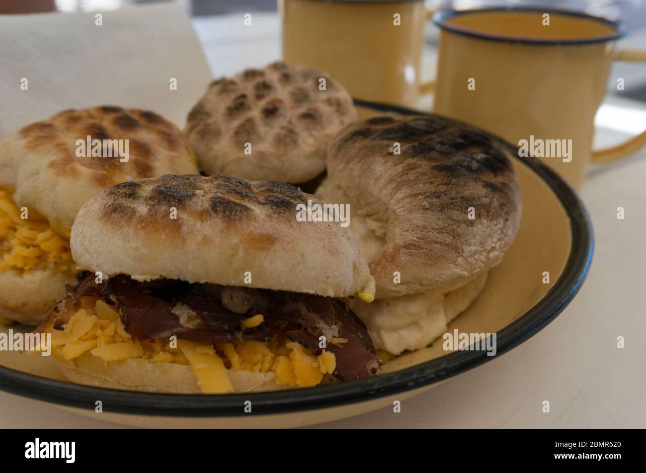 Pile of roosterkoek grill cakes. Traditional South African BBQ food