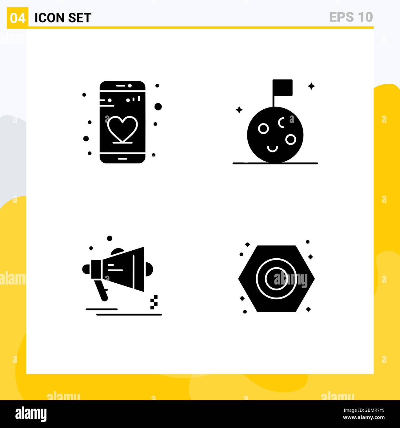 Set of 4 Modern UI Icons Symbols Signs for app, announcement, flag