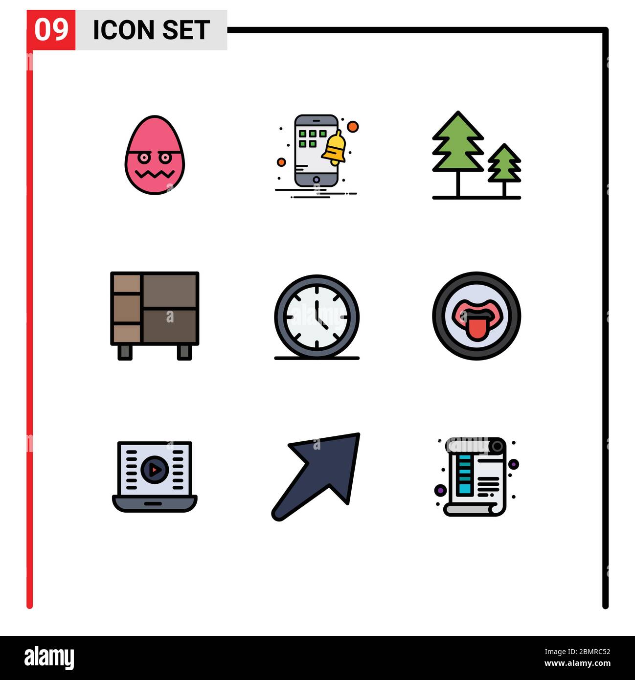 Universal Icon Symbols Group of 9 Modern Filledline Flat Colors of user, media, holiday, rack, home ware Editable Vector Design Elements Stock Vector