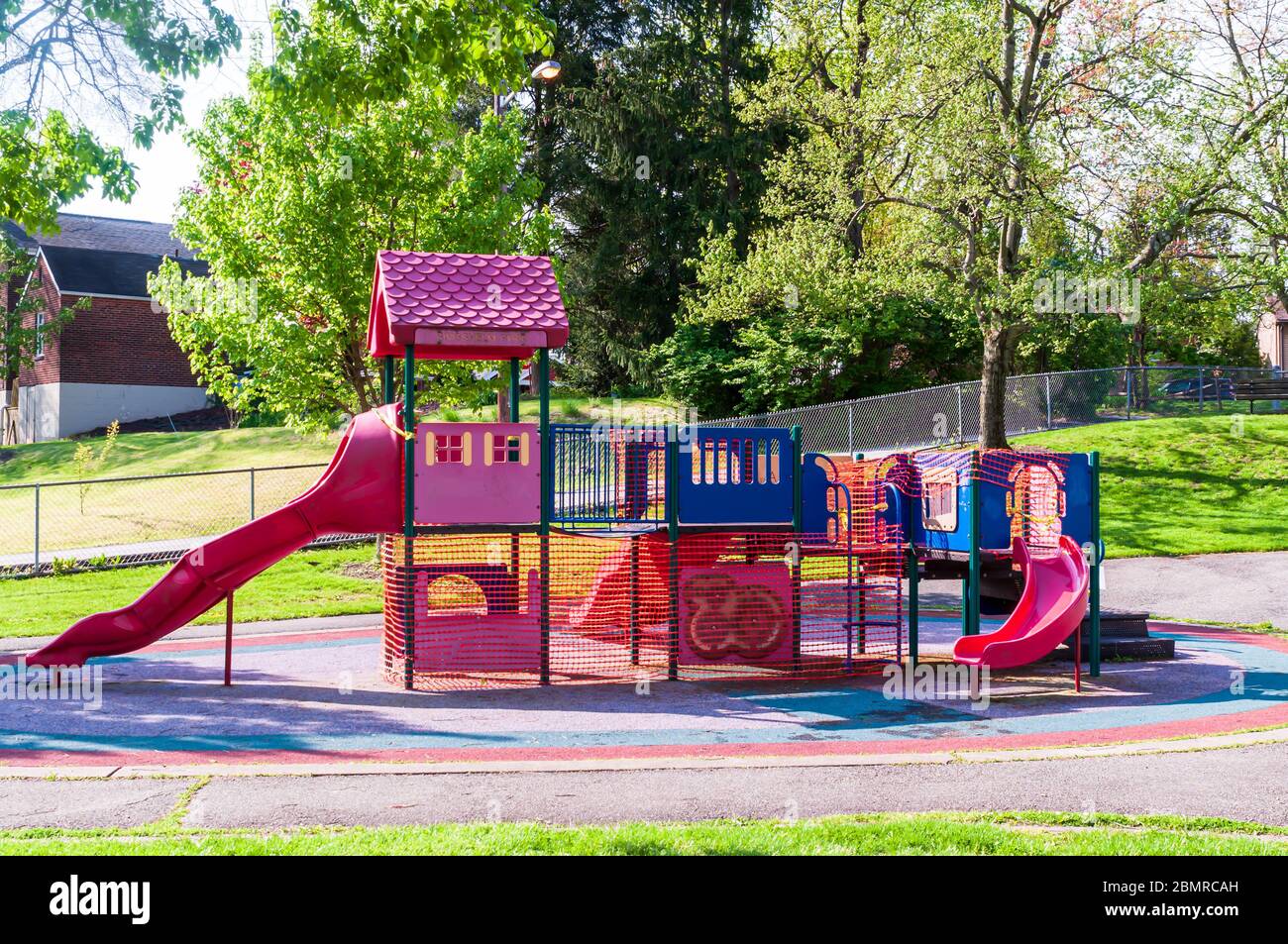 Playground equipment closed and roped off due to the Covid 19 pandemic