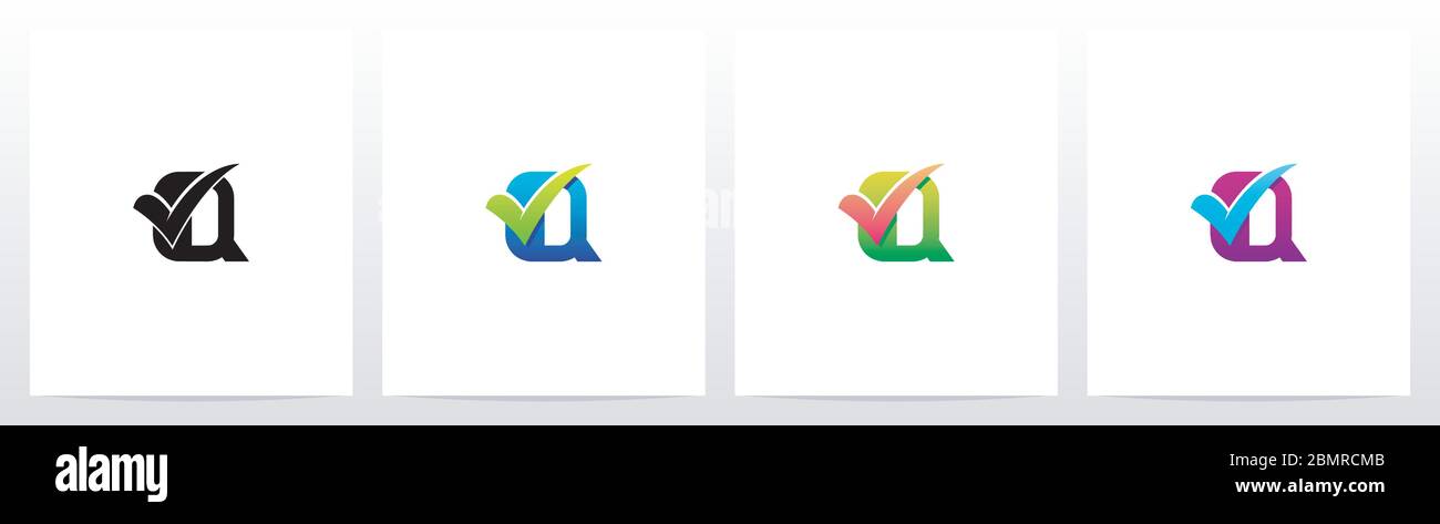 Tick Mark On Letter Logo Design Q Stock Vector