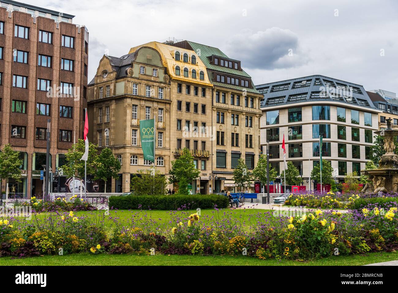Dusseldorf, Germany - August 11, 2019: Buildings with German architecture Stock Photo
