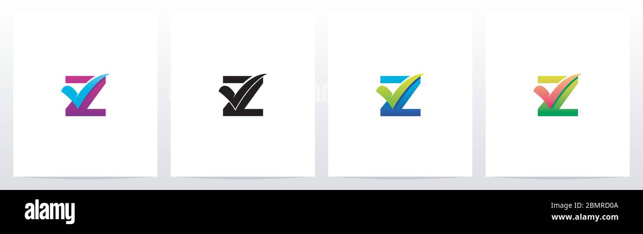 Tick Mark On Letter Logo Design Z Stock Vector