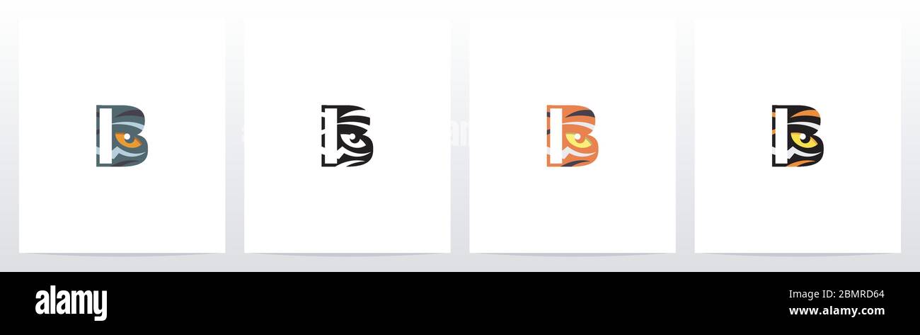 Tiger Eye Inside Letter Logo Design B Stock Vector