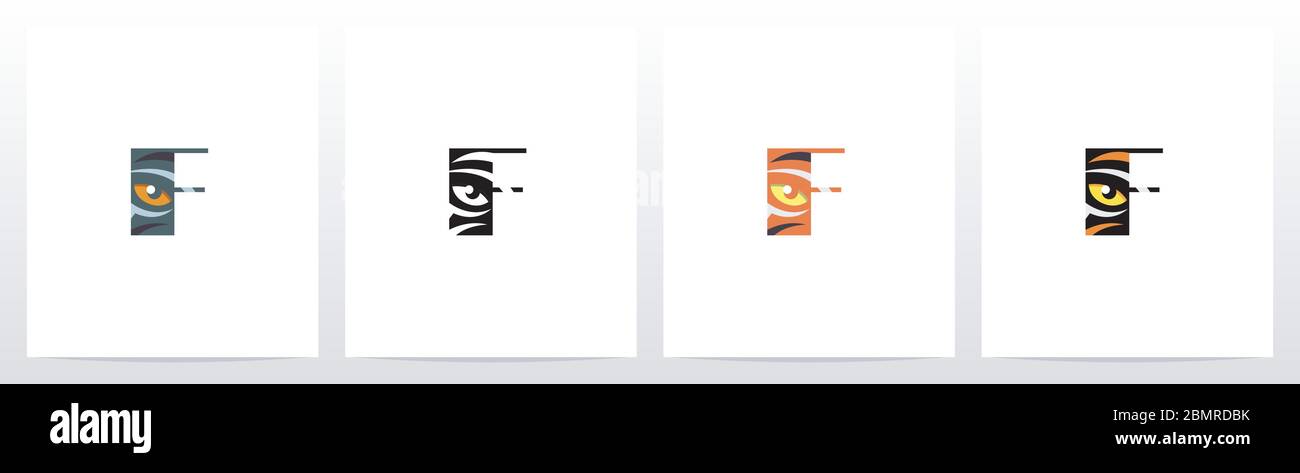 Tiger Eye Inside Letter Logo Design F Stock Vector