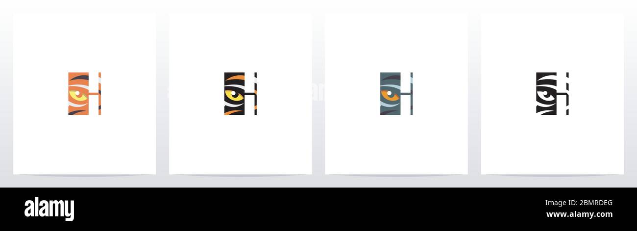 Tiger Eye Inside Letter Logo Design H Stock Vector