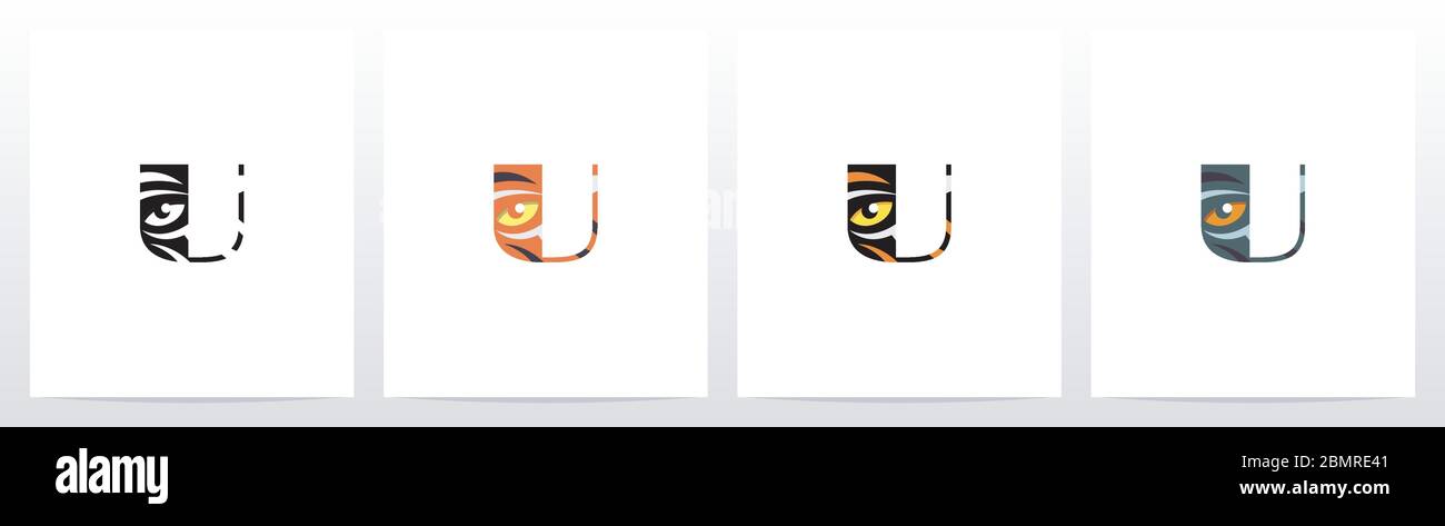 Tiger Eye Inside Letter Logo Design U Stock Vector