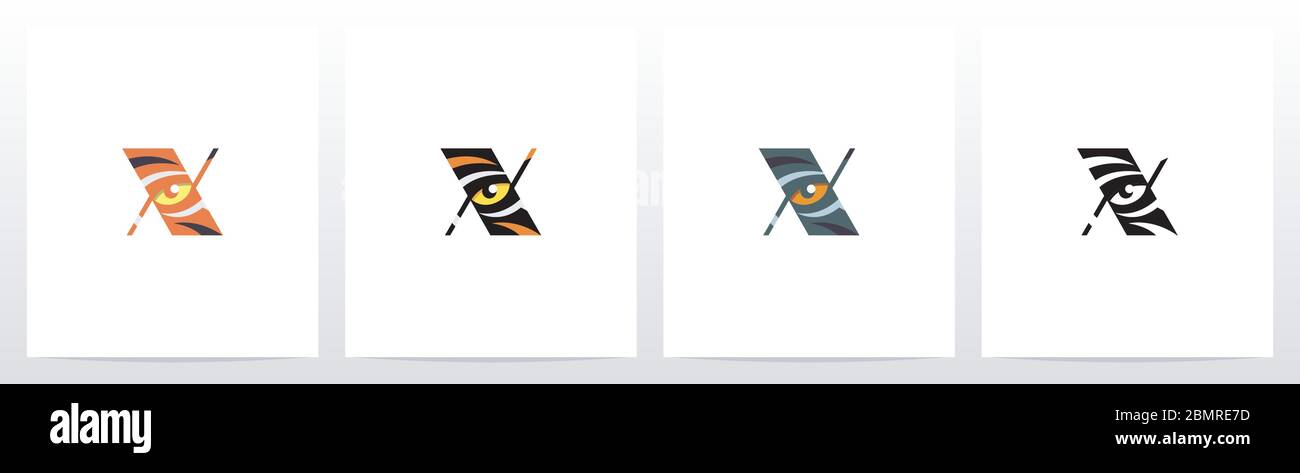 Tiger Eye Inside Letter Logo Design X Stock Vector