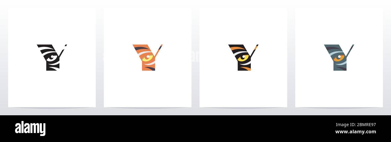 Tiger Eye Inside Letter Logo Design Y Stock Vector