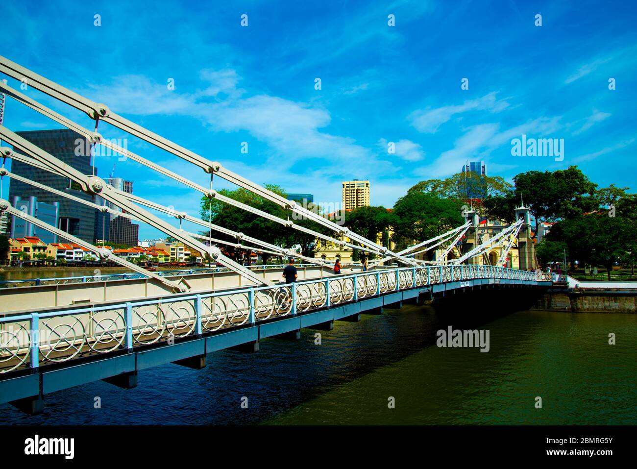 Cavenagh Bridge - Singapore City Stock Photo