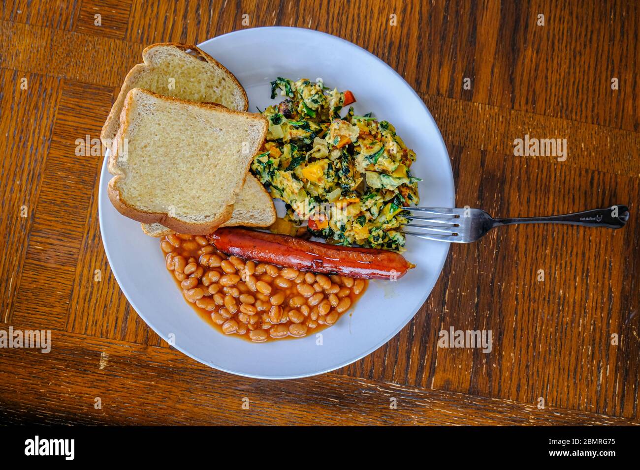 English breakfast with toast ready to eat Stock Photo Alamy