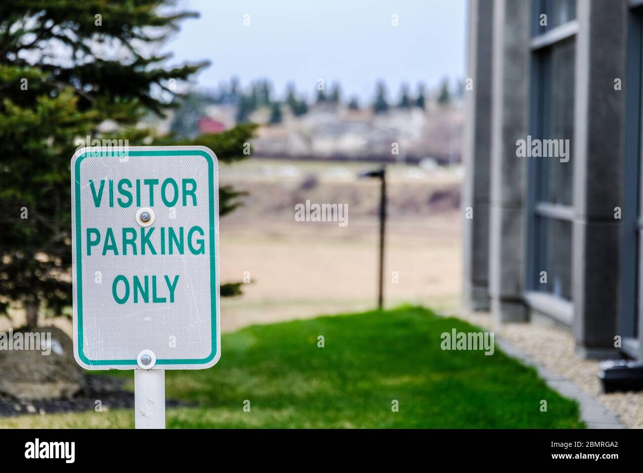 Visitor Reservered parking sign in Office Car Lot Stock Photo Alamy