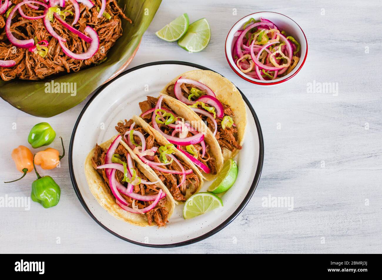 Mexican tacos Cochinita Pibil, Mayan cuisine from Yucatan Mexico Stock