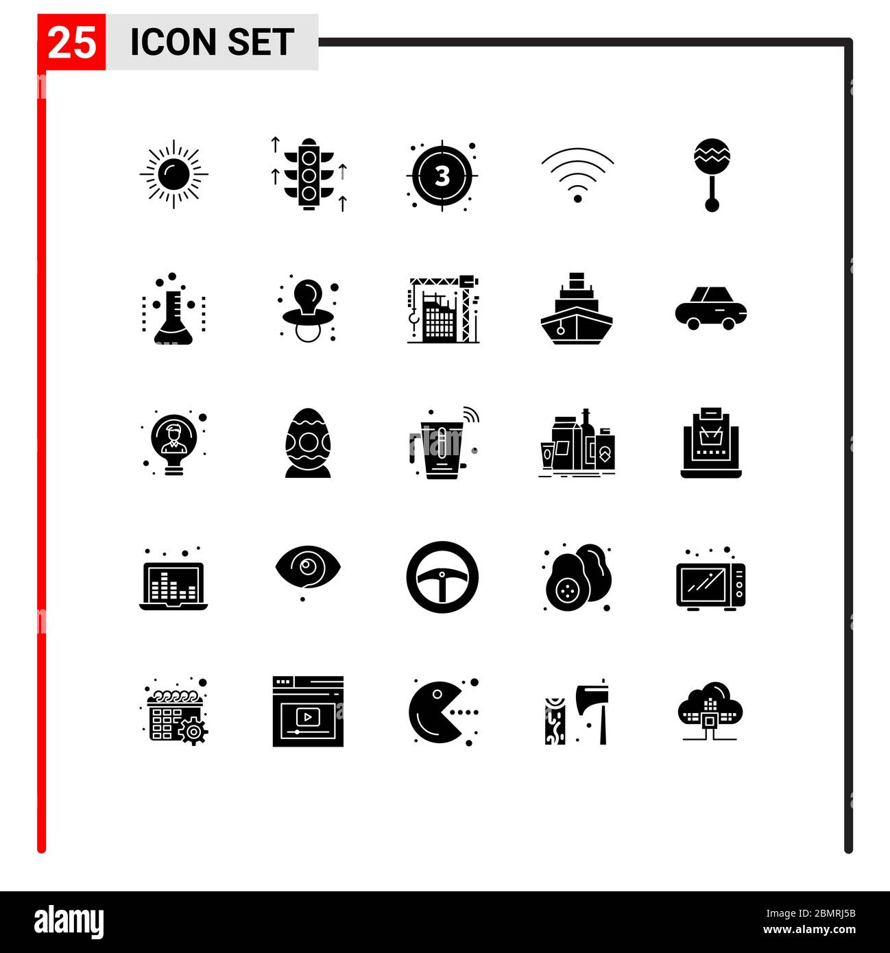 Set of 25 Modern UI Icons Symbols Signs for music, instrument, movie