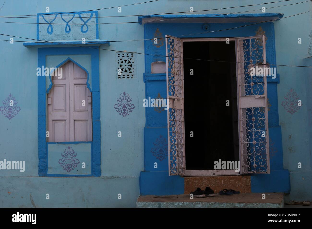 Jodhpur, nostalgia facade in the blue city, Rajasthan, India Stock Photo