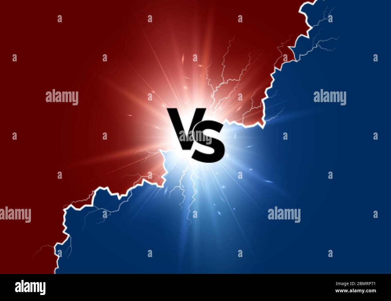 VS text with lightning. Versus battle. Sport or game background. Vector illustration Stock Vector