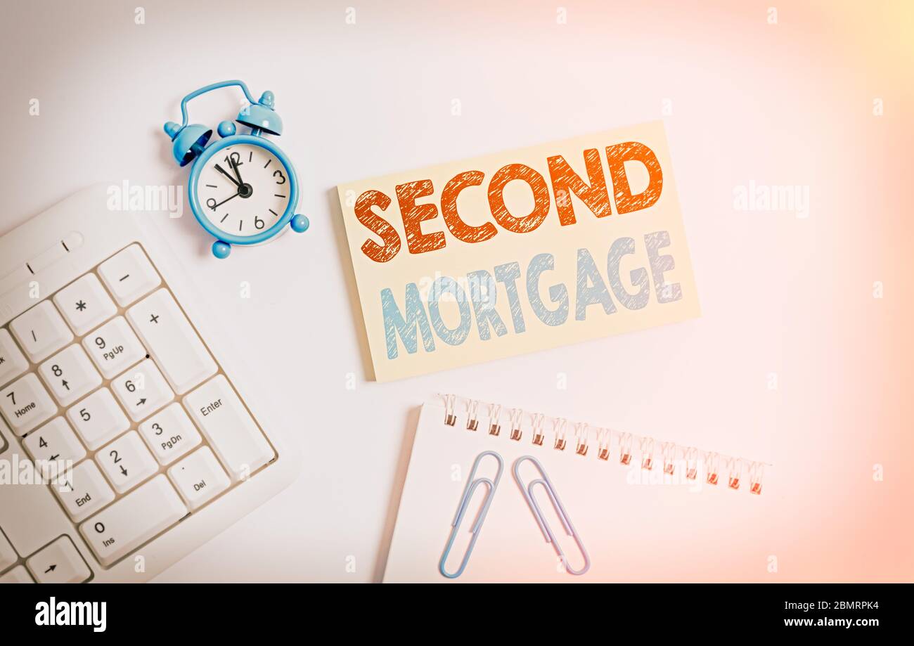 Writing note showing Second Mortgage. Business concept for lien on ...