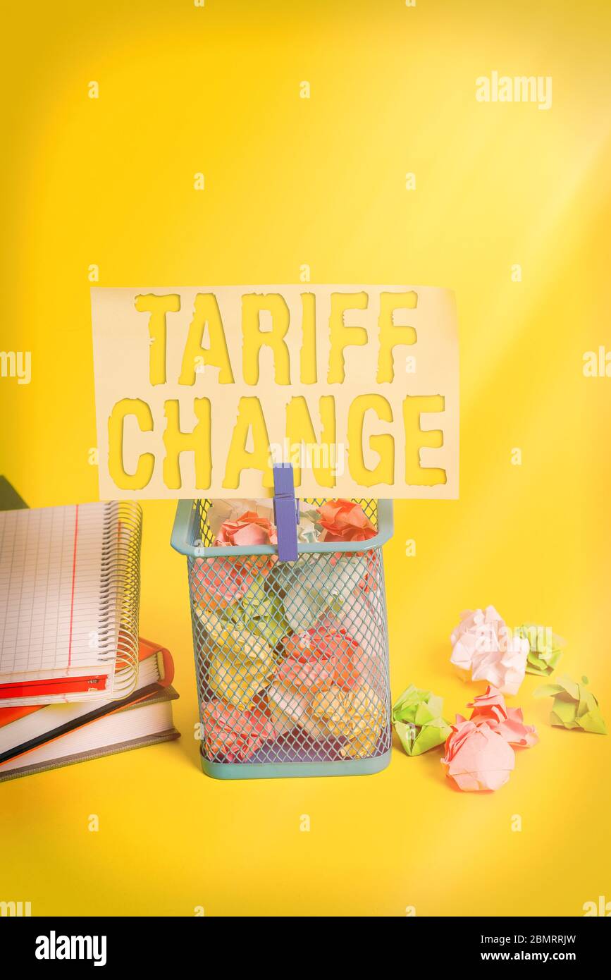 Writing note showing Tariff Change. Business concept for Amendment of