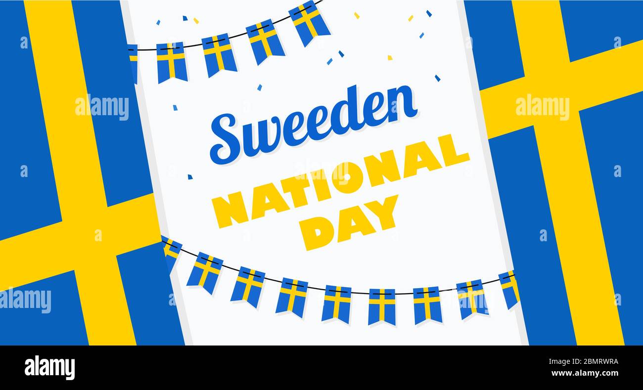 National Day Of Sweden Independence Day Vector Banner Background With Bunting Of Swedish Flags Background For Greeting Card Poster Web Banner Stock Vector Image Art Alamy