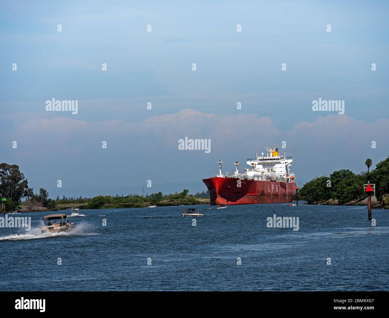 Marine Traffic on the San Joaquin River, California Stock Photo