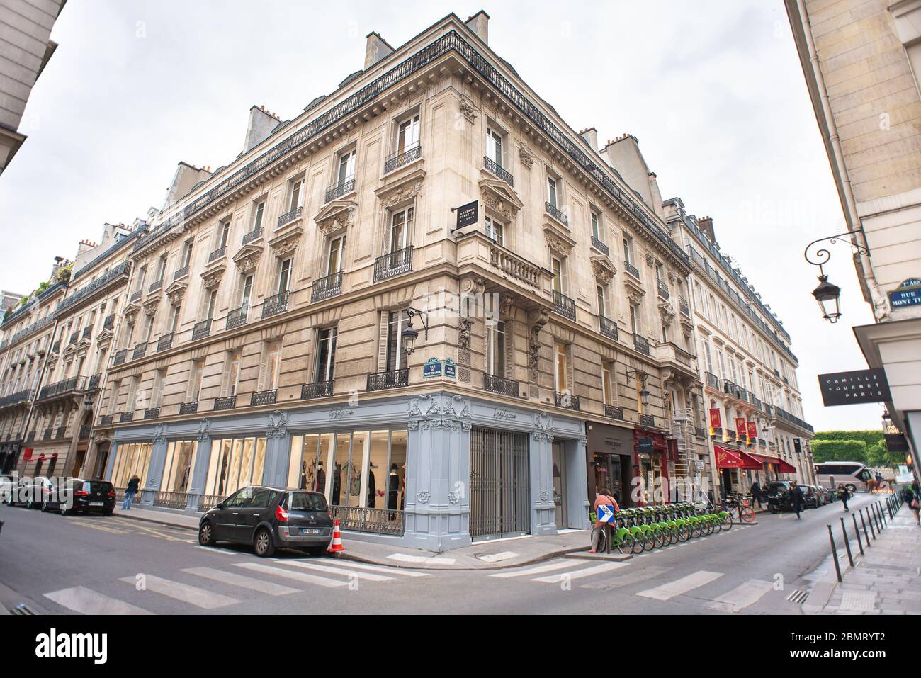 Paris. France - May 17, 2019: Street Rue Cambon. Paris. Facade of Old Building. Stock Photo
