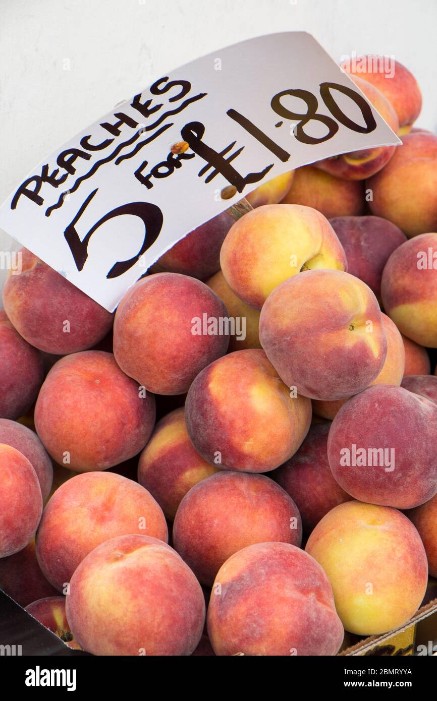 summer, soft fruit, prices, display Stock Photo