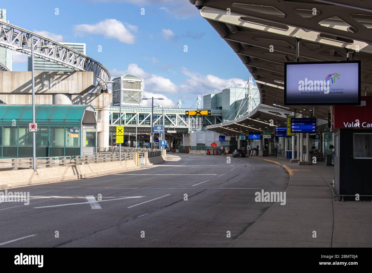 Vacant Terminal 3 at Toronto Pearson Airport in the afternoon amid the coronavirus COVID-19 pandemic. Stock Photo