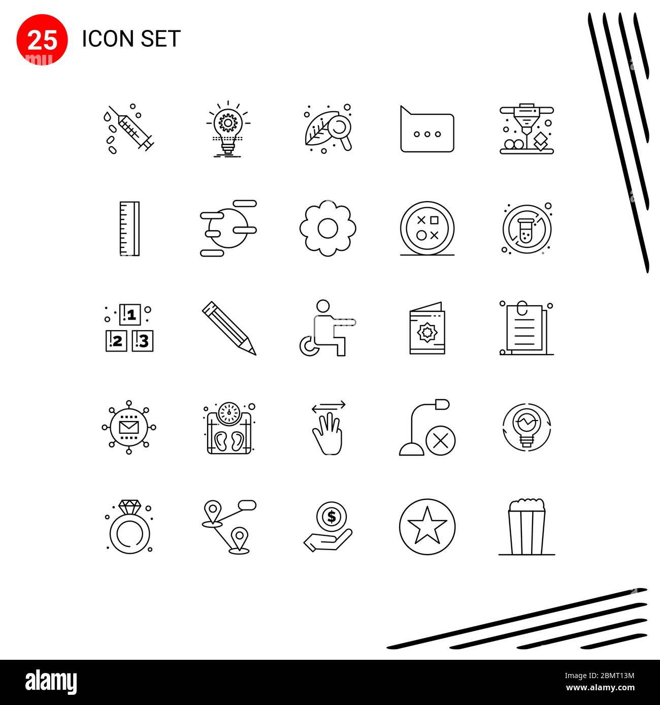 25 Creative Icons Modern Signs and Symbols of direct, comment, light, chat, nature Editable Vector Design Elements Stock Vector