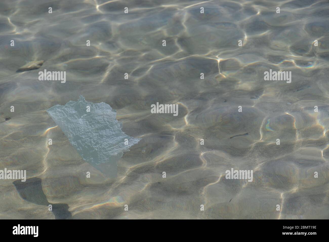 Plastic bags cause pollution and environmental damage to the oceans, palma, mallorca Stock Photo
