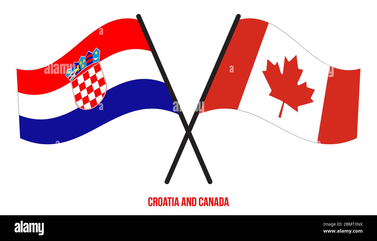 Croatia and Canada Flags Crossed And Waving Flat Style. Official ...