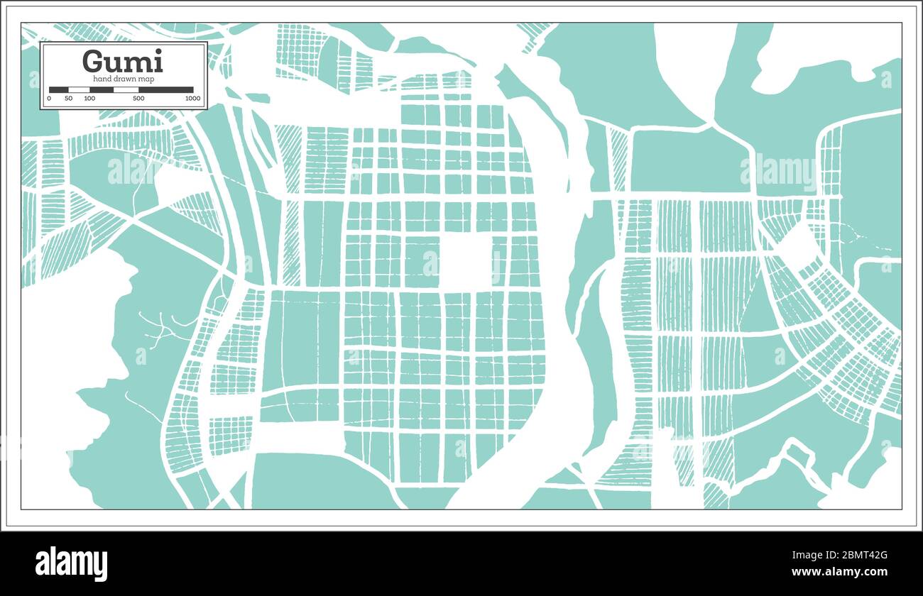 Gumi South Korea City Map In Retro Style Outline Map Vector Illustration Stock Vector Image Art Alamy