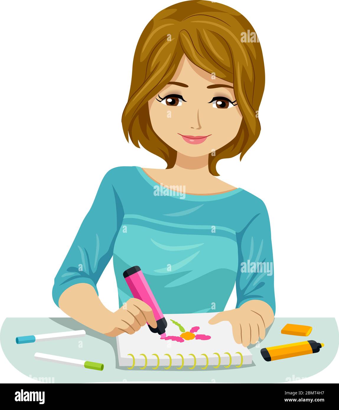 Teenagers Writing Clip Art